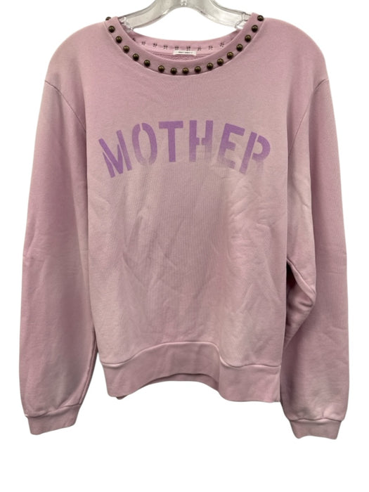 Mother Size L Lilac Purple Cotton Logo Studded Crewneck Sweatshirt Lilac Purple / L