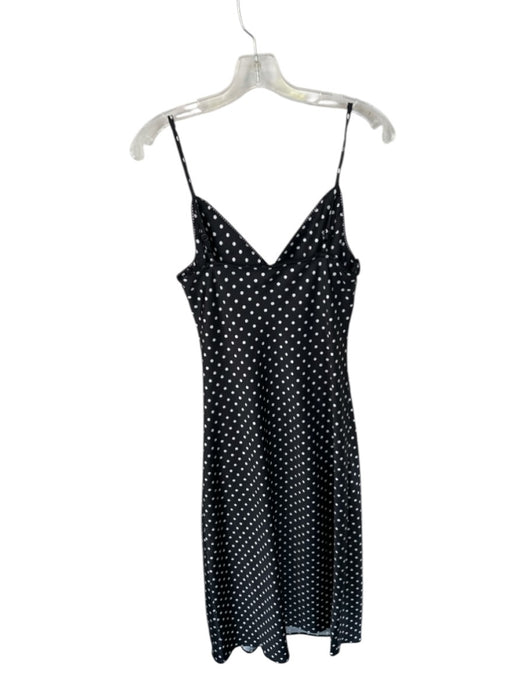 Camilla Coelho Size S Black & White Polyester Blend Polka Dots V Neck Bow Dress Black & White / S