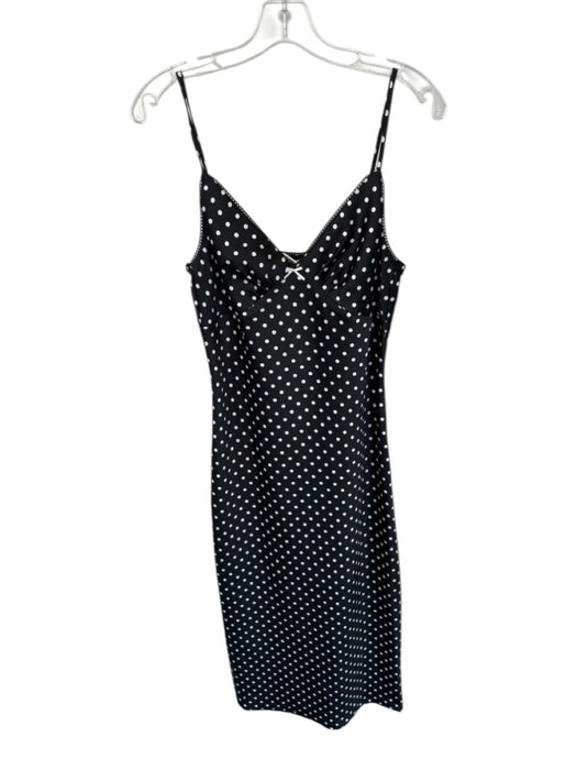 Camilla Coelho Size S Black & White Polyester Blend Polka Dots V Neck Bow Dress Black & White / S