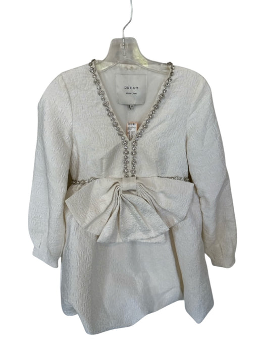 Dream Sister Jane Size XS White Polyester Rhinestone Embroidered Bow Mini Dress White / XS