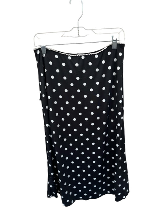 Moa Moa Size L Black & White Polyester Polka Dots Scalloped Maxi Skirt Black & White / L