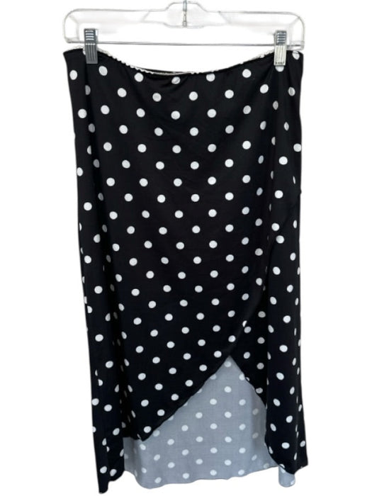 Moa Moa Size L Black & White Polyester Polka Dots Scalloped Maxi Skirt Black & White / L