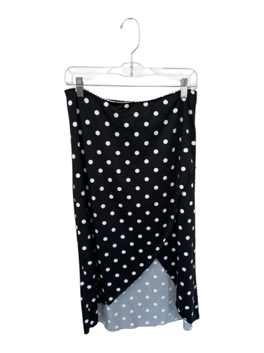 Moa Moa Size L Black & White Polyester Polka Dots Scalloped Maxi Skirt Black & White / L
