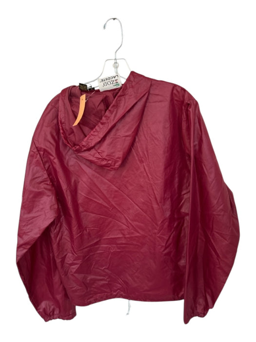 Lacoste Size M Burgundy Nylon Zip Up Hoodie Drawstring Jacket Burgundy / M