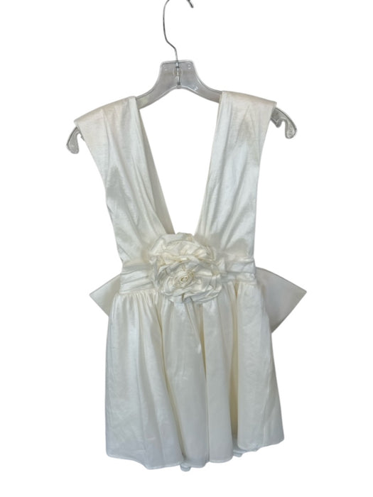 For Love & Lemons Size S White Polyester Blend Rose Belt Bow Back Zip Dress White / S