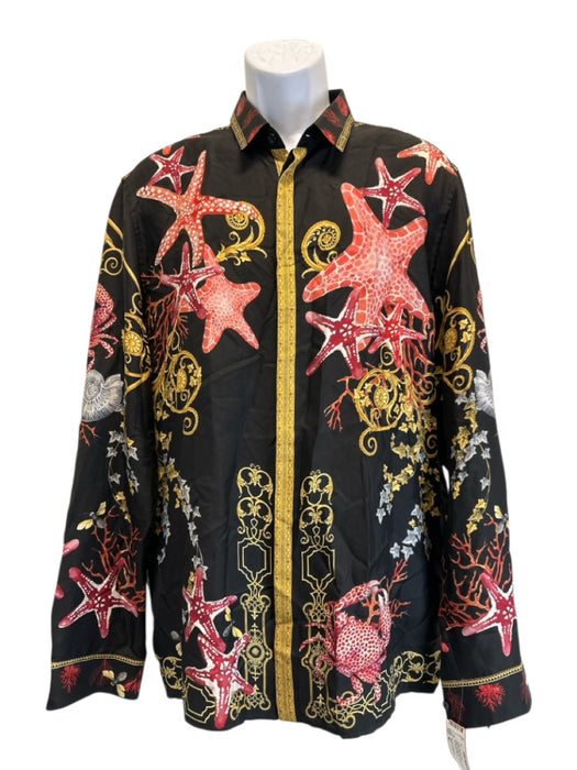 Versace Collection Size 42 black & gold Silk Crabs Button Up Long Sleeve Shirt black & gold / 42