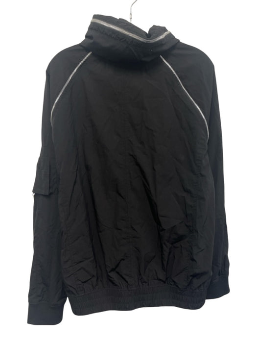 Karl Lagerfeld Size L Black Synthetic Solid Zip UP Men's Jacket Black / L