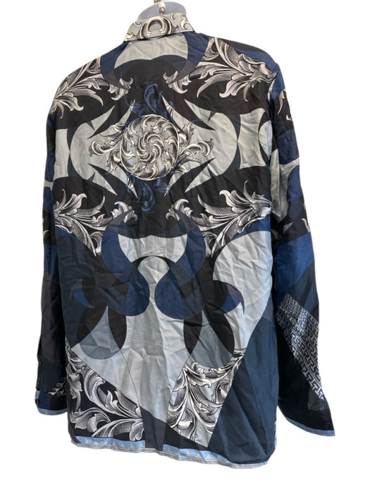 Versace Collection Size 42 Gray & Blue Silk Abstract Button Up Long Sleeve Shirt Gray & Blue / 42