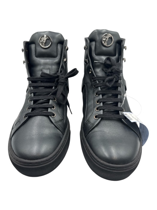 Versace Collection Shoe Size 44 Black Leather Solid Sneaker High Top Men's Shoes Black / 44