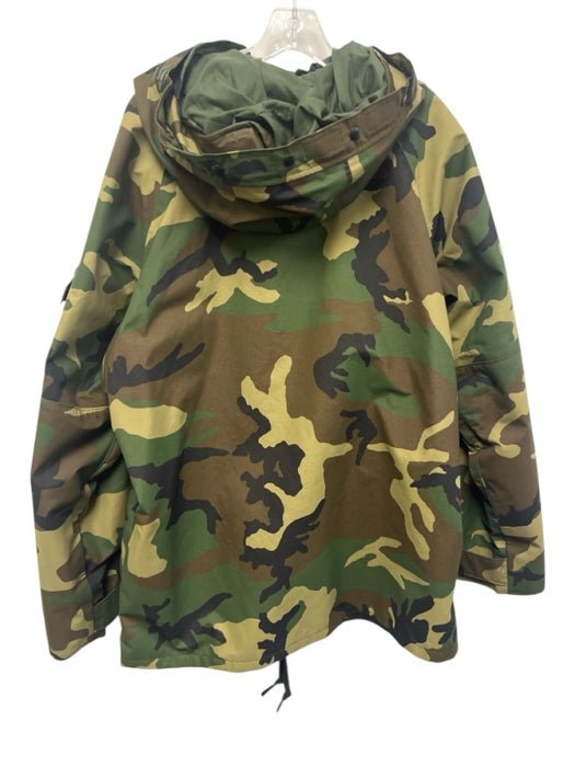 Military Size L Green & Black Synthetic Camo Parka Men's Jacket Green & Black / L