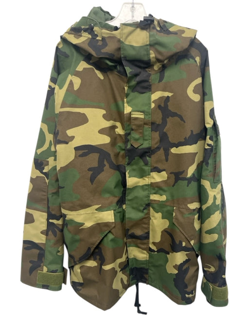 Military Size L Green & Black Synthetic Camo Parka Men's Jacket Green & Black / L
