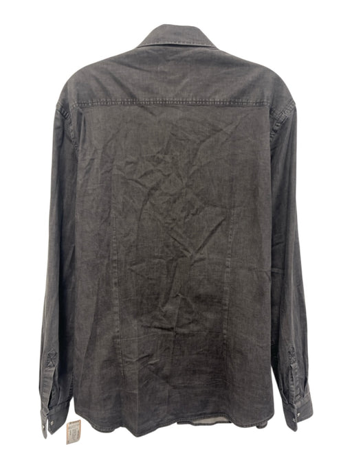 Cavalli Class Size L Faded Black Cotton Blend Washed Button Up Long Sleeve Shirt Faded Black / L