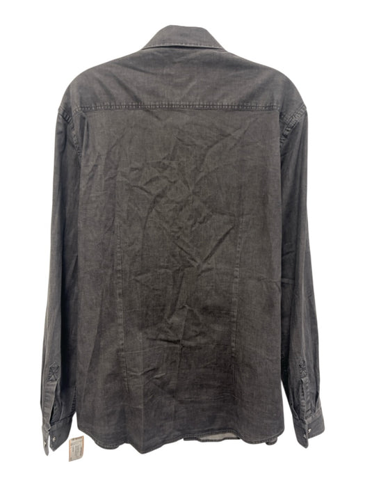 Cavalli Class Size L Faded Black Cotton Blend Washed Button Up Long Sleeve Shirt Faded Black / L
