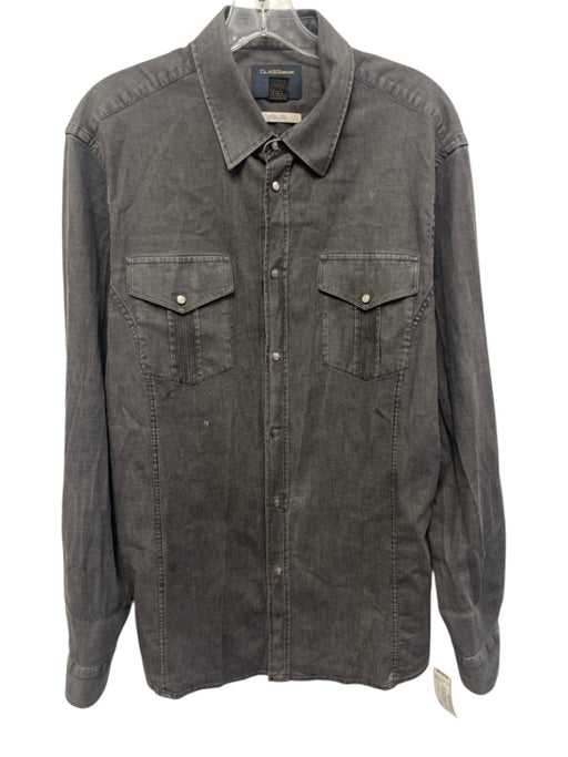 Cavalli Class Size L Faded Black Cotton Blend Washed Button Up Long Sleeve Shirt Faded Black / L