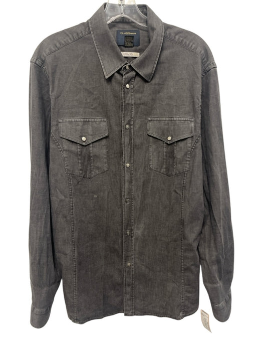 Cavalli Class Size L Faded Black Cotton Blend Washed Button Up Long Sleeve Shirt Faded Black / L