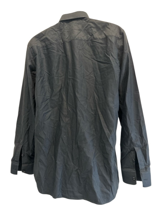 Givenchy Size 42 Black Cotton Solid Button Up Collar Detail Long Sleeve Shirt Black / 42