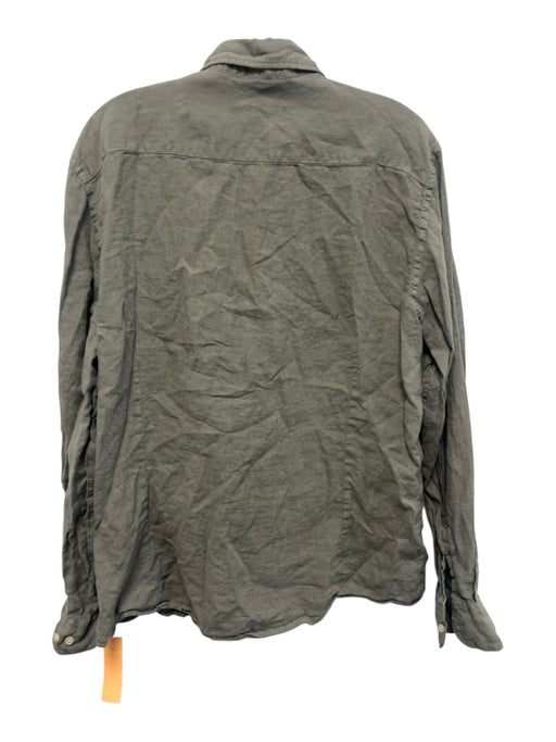 Hacket London Size XL Gray Linen Solid Button Up Spread Collar Long Sleeve Shirt Gray / XL