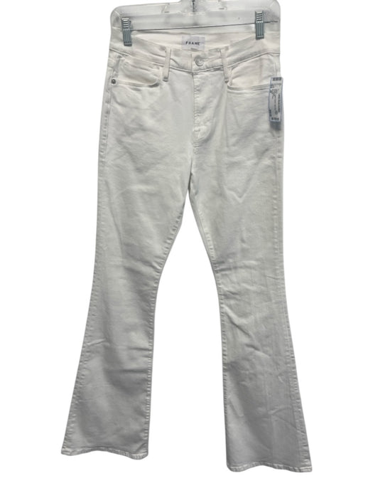 Frame Size 28 White Cotton Denim High Rise Flare Jeans White / 28