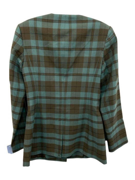 Tuckernuck Size Small Teal, Brown, Multi Polyester Blend Velvet Plaid Jacket Teal, Brown, Multi / Small