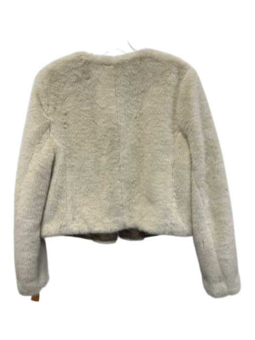 J. Crew Size S Cream Polyester Faux Fur Hook & Eye Pockets Collarless Jacket Cream / S