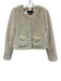 J. Crew Size S Cream Polyester Faux Fur Hook & Eye Pockets Collarless Jacket Cream / S