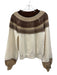 Hyacinth House Size S Cream & Brown Acrylic Blend Ribbed Trim Fair Isle Sweater Cream & Brown / S