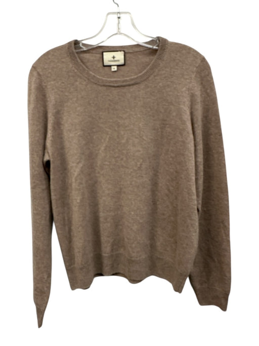 Tuckernuck Size M Gray Beige Cashmere Ribbed Trim Round Neck Sweater Gray Beige / M