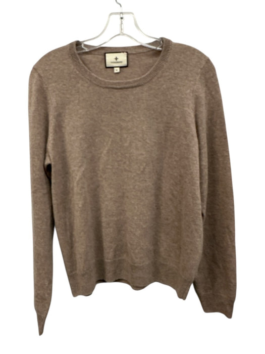 Tuckernuck Size M Gray Beige Cashmere Ribbed Trim Round Neck Sweater Gray Beige / M