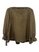 Tuckernuck Size Small Dark Green Polyester Blend 3/4 Sleeve Ruffle Shirred Top Dark Green / Small