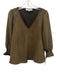 Tuckernuck Size Small Dark Green Polyester Blend 3/4 Sleeve Ruffle Shirred Top Dark Green / Small