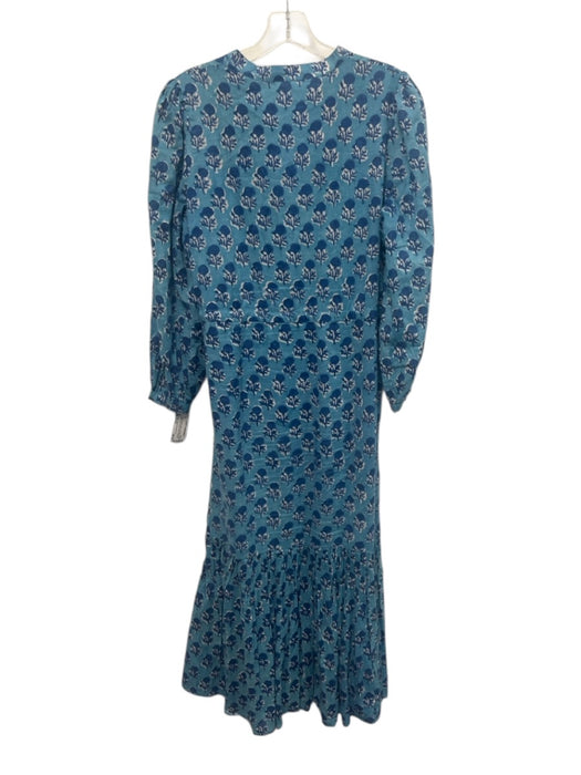 India Collection Emerson Fry Size Small Blue & White Cotton Long Sleeve Dress Blue & White / Small