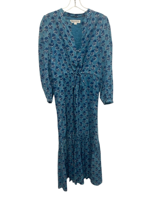 India Collection Emerson Fry Size Small Blue & White Cotton Long Sleeve Dress Blue & White / Small