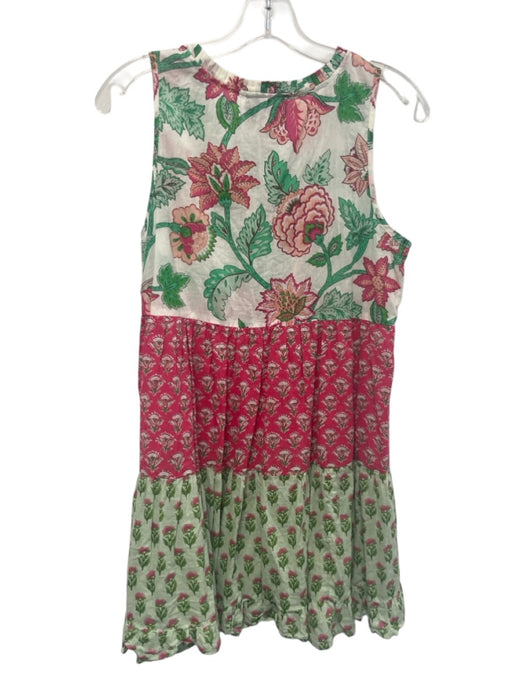 Tuckernuck Size Small Green, Pink, White Cotton Sleeveless Mixed Floral Dress Green, Pink, White / Small
