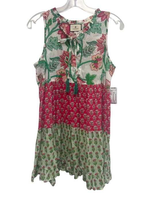 Tuckernuck Size Small Green, Pink, White Cotton Sleeveless Mixed Floral Dress Green, Pink, White / Small