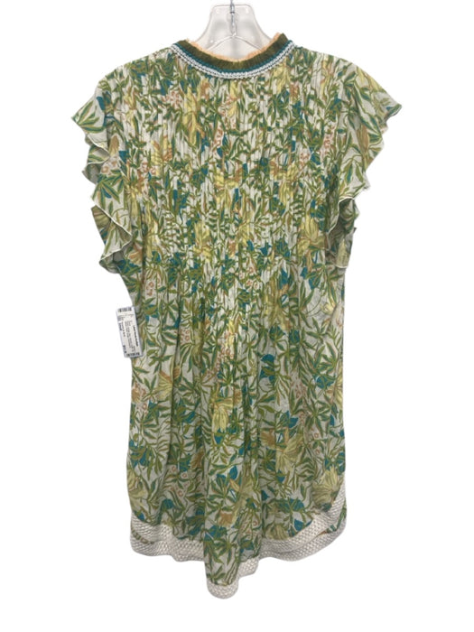 Poupette St. Barth Size Small Green, Orange, Blue Viscose Floral Fringe Dress Green, Orange, Blue / Small