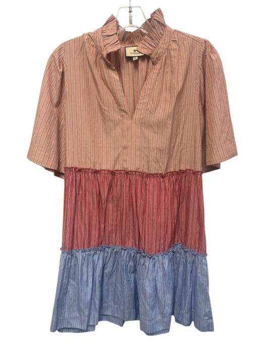 Tuckernuck Size Small Red, Pink, Blue Polyester Blend Short Sleeve Striped Dress Red, Pink, Blue / Small