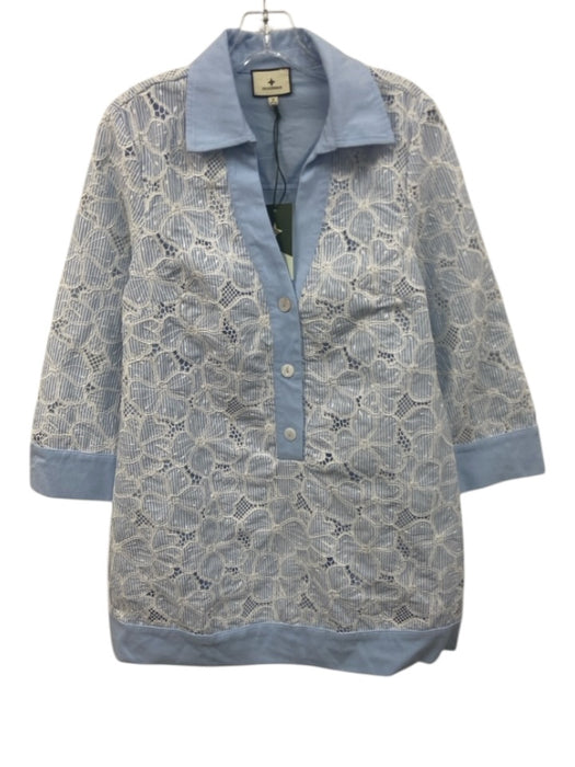 Tuckernuck Size Small Light blue & white Polyester Blend Long Sleeve Denim Dress Light blue & white / Small
