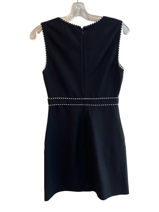 Diane Von Furstenberg Size 2 Black Polyester Blend Contrast Trim Unlined Dress Black / 2