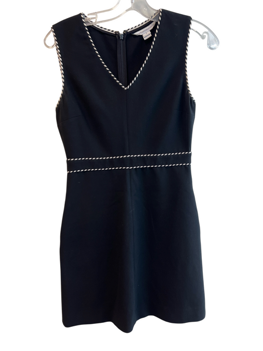Diane Von Furstenberg Size 2 Black Polyester Blend Contrast Trim Unlined Dress Black / 2