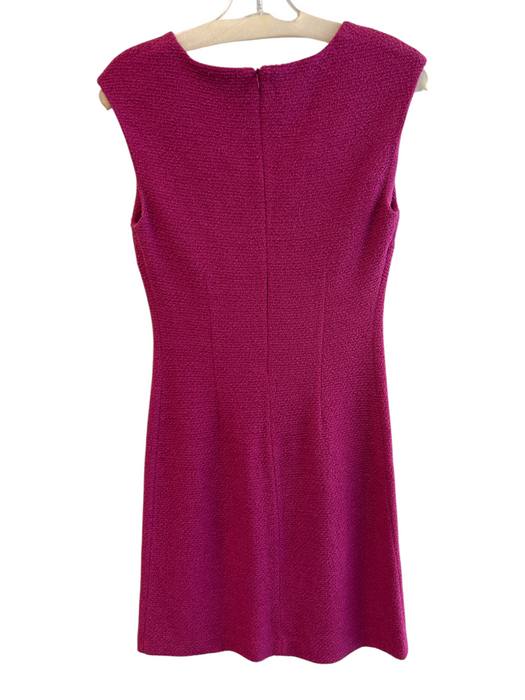 St. John Size 2 Pink Missing Fabric Tag Boucle Solid V Neck Cap Sleeve Dress Pink / 2
