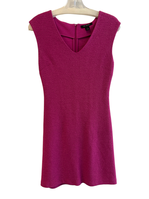 St. John Size 2 Pink Missing Fabric Tag Boucle Solid V Neck Cap Sleeve Dress Pink / 2