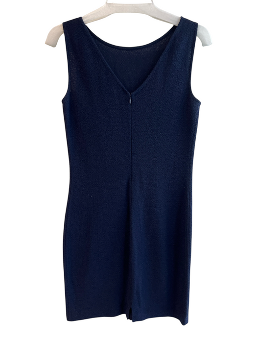 St. John Size 2 Navy Missing Fabric Tag Boucle Solid Boat Neck Cap Sleeve Dress Navy / 2