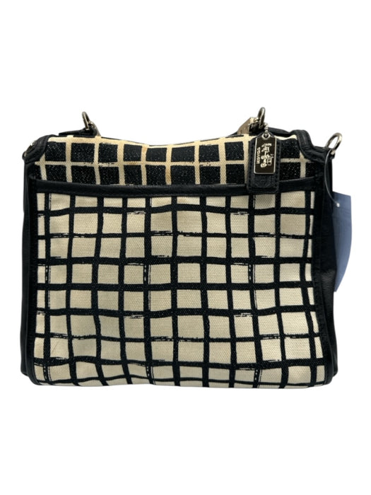 Coach Black & Cream Canvas Leather trim check Crossbody Strap Turn Lock Bag Black & Cream / M