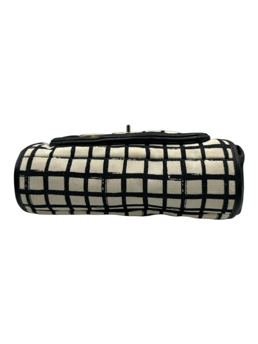 Coach Black & Cream Canvas Leather trim check Crossbody Strap Turn Lock Bag Black & Cream / M
