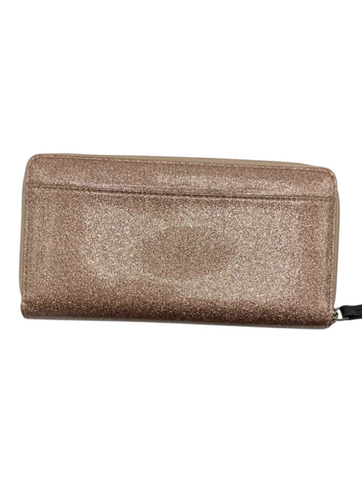 Kate Spade Beige Pink Polythylene Blend Glitter Zip Bifold Wallets Beige Pink