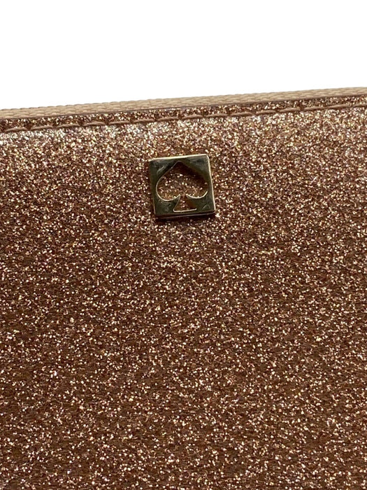 Kate Spade Beige Pink Polythylene Blend Glitter Zip Bifold Wallets Beige Pink