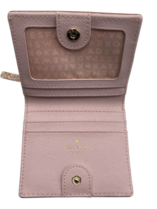 Kate Spade Beige Pink Polythylene Blend Glitter Zip Bifold Wallets Beige Pink