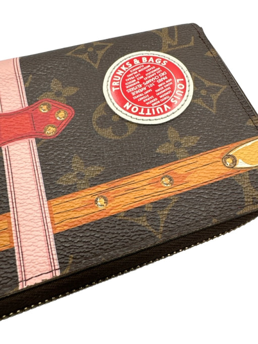 Louis Vuitton brown, gold, pink Coated Canvas Painted Monogram trunk Wallets brown, gold, pink