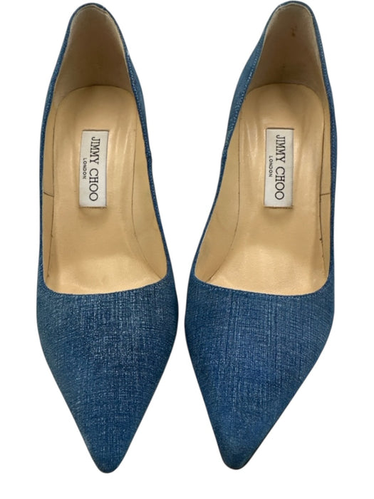 Jimmy Choo Shoe Size 39 Blue Denim Upper Leather Pointed Toe Pumps Blue / 39
