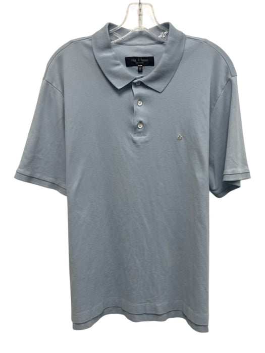 Rag & Bone Size XL Blue Cotton Solid Polo Men's Short Sleeve Blue / XL